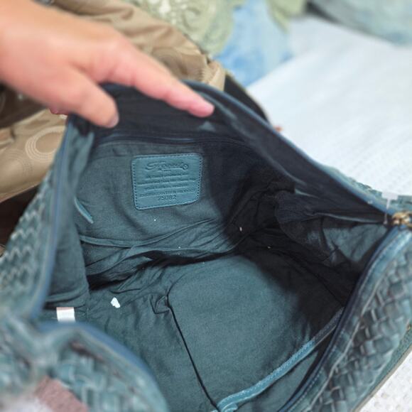 FOSSIL XL GREEN LEATHER HOBO BAG - Picture 4 of 6